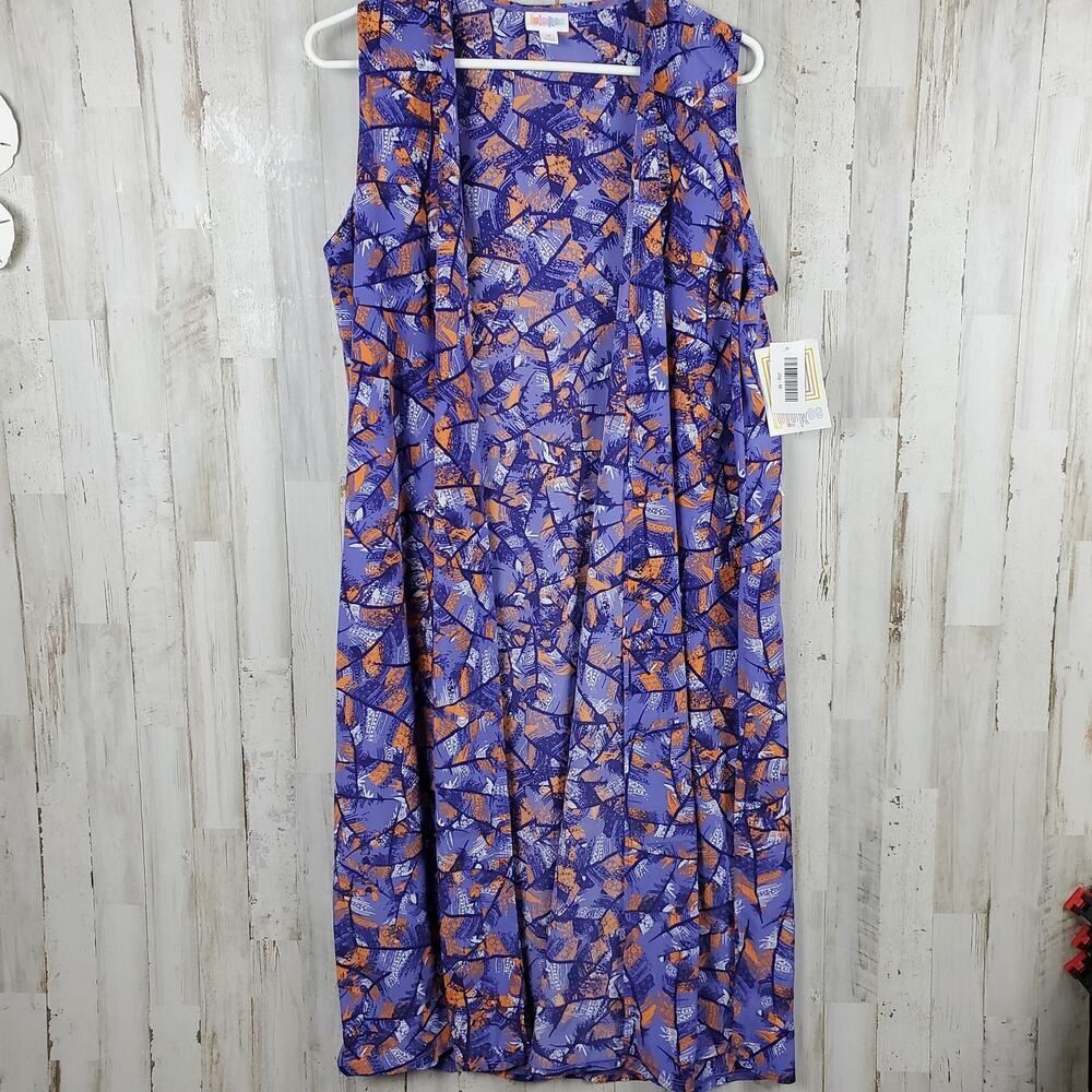 LuLaRoe Joy Duster Vest Purple Orange Size Medium